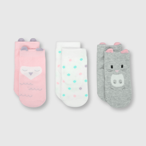 Medias de bebé niña 3 pack off white