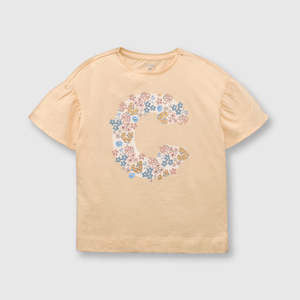 Polo de niña flores damasco