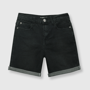 Bermuda de niño elasticado negro / black