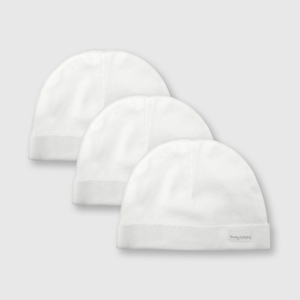 Gorro de bebé unisex de algodón 3 pack blanco / white