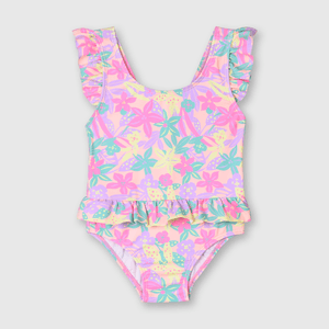 Traje de baño de bebé niña playa damasco