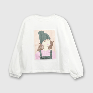 Polo de algodón niña retrato off white