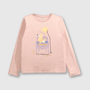 Polo de algodón perro divertido rose