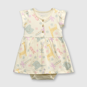 Vestido de bebé niña animalitos de bebe niña animalitos beige